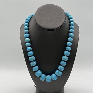 Chan Luu Necklace Faceted Turquoise Bead Statement Jewelry Blue Gemstone Strand